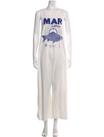 Pre-owned Farm Rio Graphic Print Crew Neck Jumpsuit