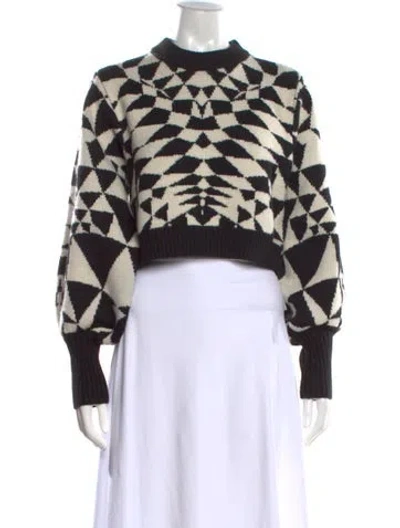 Pre-owned Farm Rio Graphic Print Crew Neck Sweater In Black