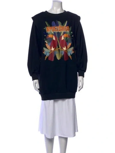 Pre-owned Farm Rio Graphic Print Crew Neck Sweater In Blue