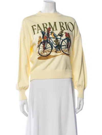 Pre-owned Farm Rio Graphic Print Crew Neck Sweater In Yellow
