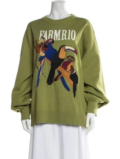 Pre-owned Farm Rio Graphic Print Crew Neck Sweatshirt In Green