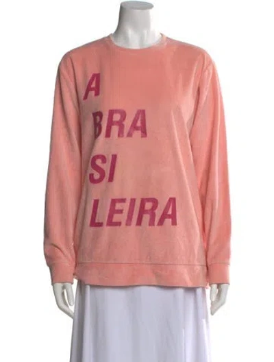 Pre-owned Farm Rio Graphic Print Crew Neck Sweatshirt In Pink