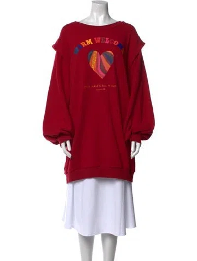Pre-owned Farm Rio Graphic Print Crew Neck Sweatshirt In Red