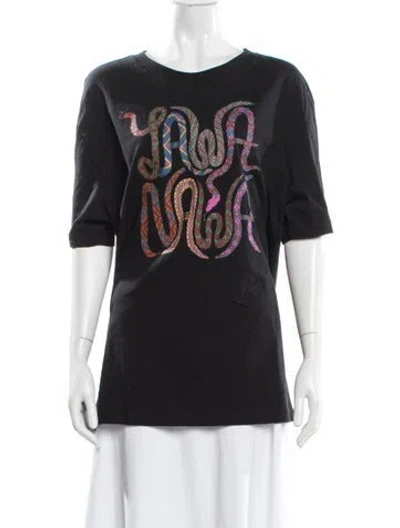 Pre-owned Farm Rio Graphic Print Crew Neck T-shirt In Black