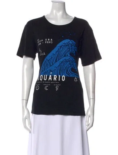 Pre-owned Farm Rio Graphic Print Crew Neck T-shirt In Black