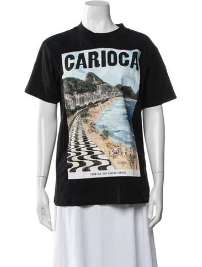 Pre-owned Farm Rio Graphic Print Crew Neck T-shirt In Black