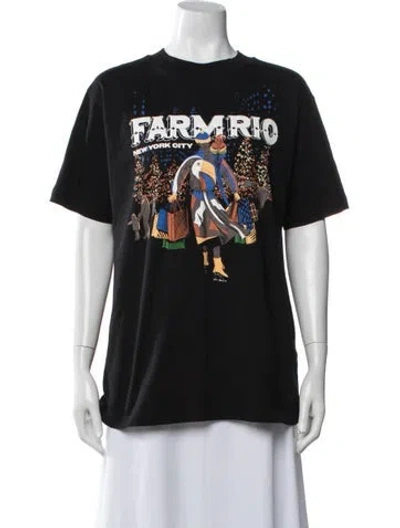 Pre-owned Farm Rio Graphic Print Crew Neck T-shirt In Black
