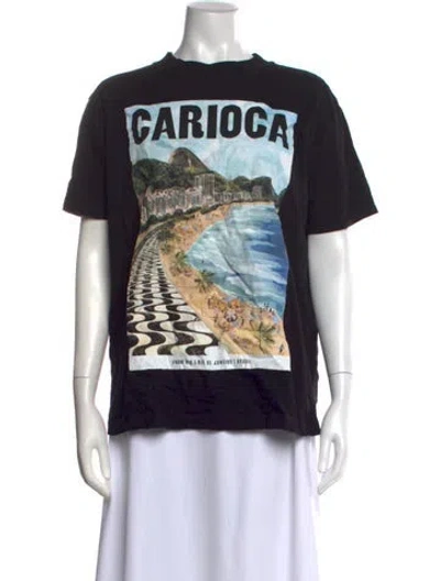 Pre-owned Farm Rio Graphic Print Crew Neck T-shirt In Black