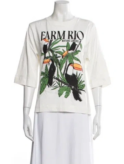 Pre-owned Farm Rio Graphic Print Crew Neck T-shirt In Neutral