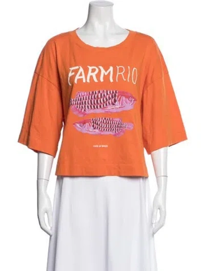Pre-owned Farm Rio Graphic Print Crew Neck T-shirt In Orange