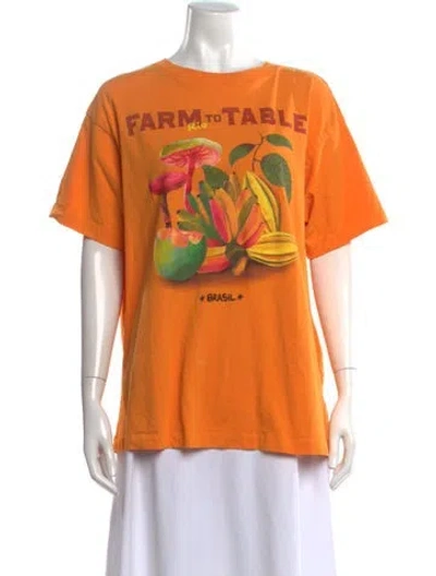 Pre-owned Farm Rio Graphic Print Crew Neck T-shirt In Orange