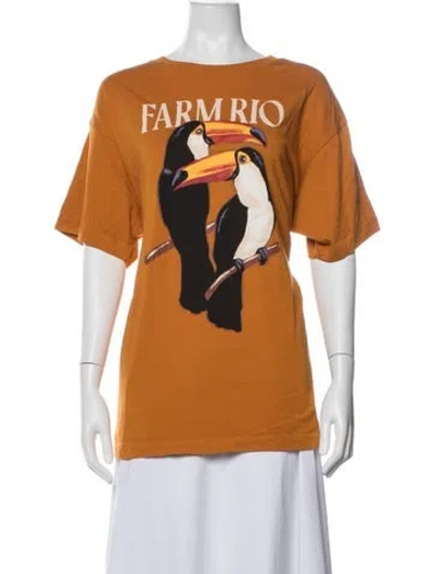 Pre-owned Farm Rio Graphic Print Crew Neck T-shirt In Orange