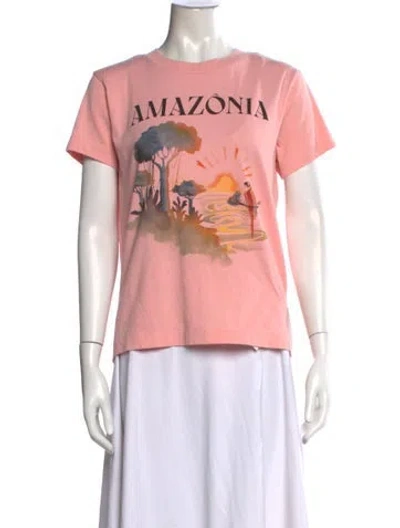 Pre-owned Farm Rio Graphic Print Crew Neck T-shirt In Pink