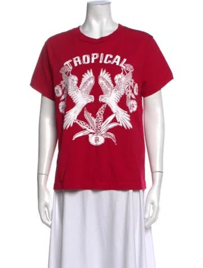 Pre-owned Farm Rio Graphic Print Crew Neck T-shirt In Pink