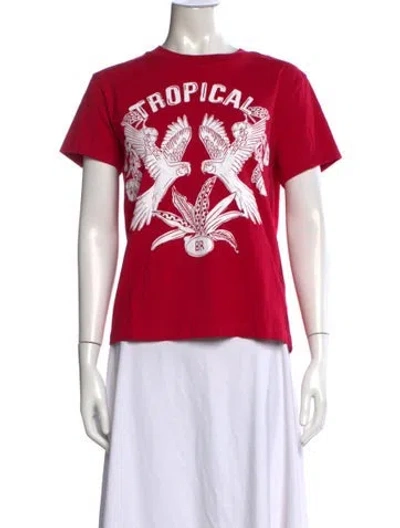 Pre-owned Farm Rio Graphic Print Crew Neck T-shirt In Red