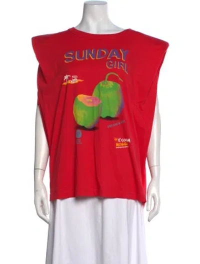 Pre-owned Farm Rio Graphic Print Crew Neck T-shirt In Red