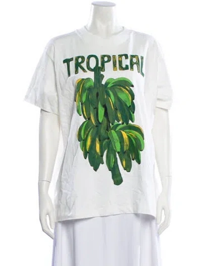 Pre-owned Farm Rio Graphic Print Crew Neck T-shirt W/ Tags In White