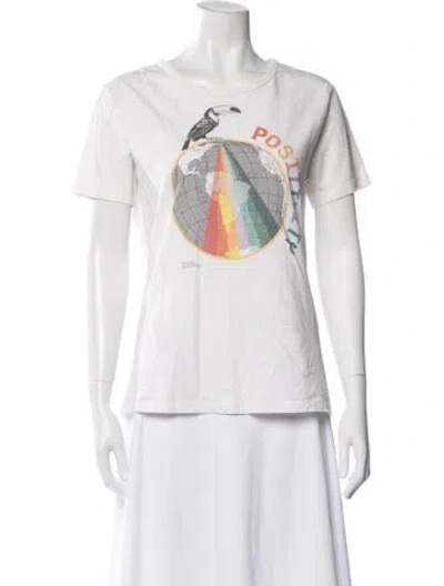 Pre-owned Farm Rio Graphic Print Crew Neck T-shirt In White