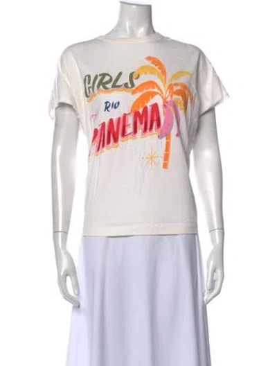 Pre-owned Farm Rio Graphic Print Crew Neck T-shirt In White