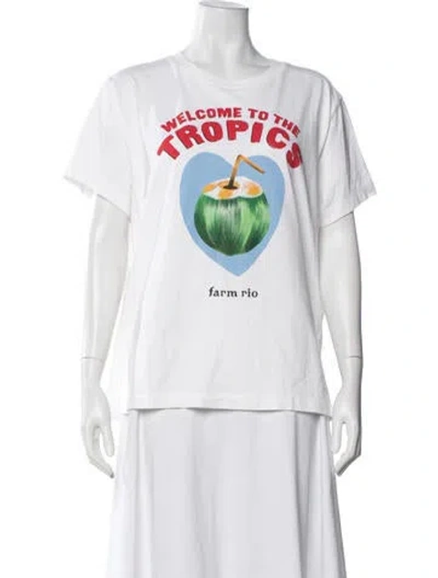 Pre-owned Farm Rio Graphic Print Crew Neck T-shirt In White