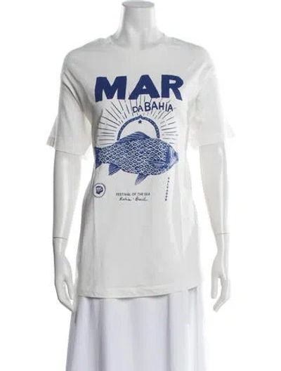 Pre-owned Farm Rio Graphic Print Crew Neck T-shirt In White