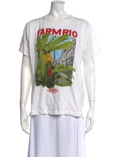 Pre-owned Farm Rio Graphic Print Crew Neck T-shirt In White