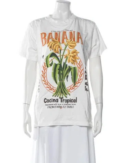 Pre-owned Farm Rio Graphic Print Crew Neck T-shirt In White
