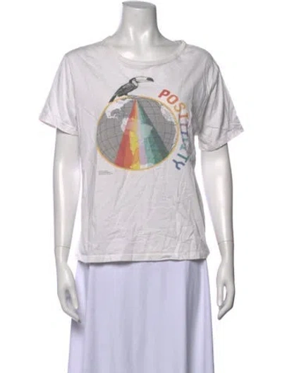 Pre-owned Farm Rio Graphic Print Crew Neck T-shirt In White
