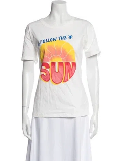 Pre-owned Farm Rio Graphic Print Crew Neck T-shirt In Yellow