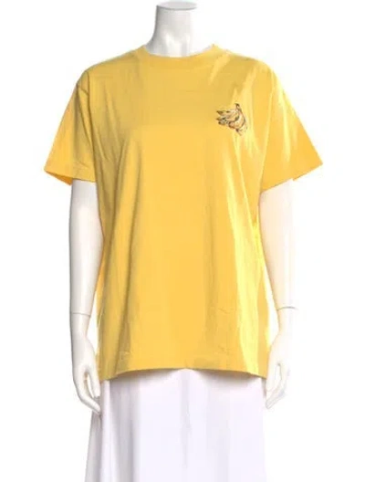 Pre-owned Farm Rio Graphic Print Crew Neck T-shirt In Yellow