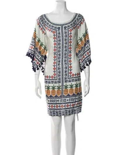 Pre-owned Farm Rio Graphic Print Dress In Blue