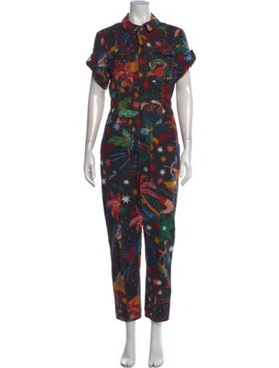Pre-owned Farm Rio Graphic Print Jumpsuit In Black