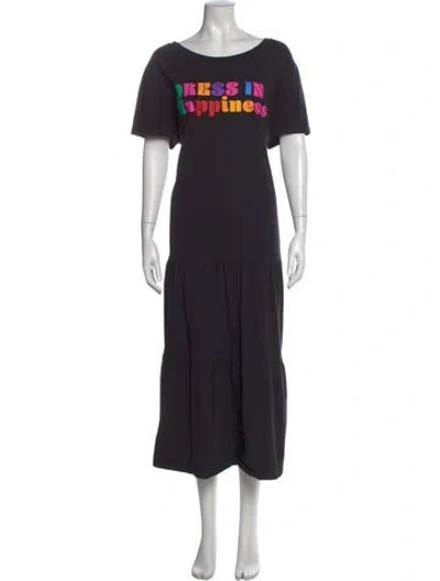 Pre-owned Farm Rio Graphic Print Long Dress In Black