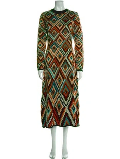 Pre-owned Farm Rio Graphic Print Long Dress In Green