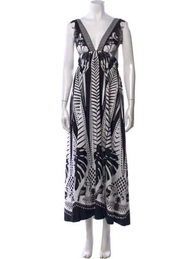 Pre-owned Farm Rio Graphic Print Long Dress In Multi