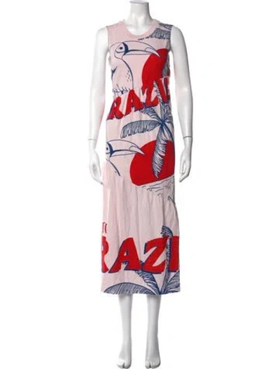 Pre-owned Farm Rio Graphic Print Long Dress In Red