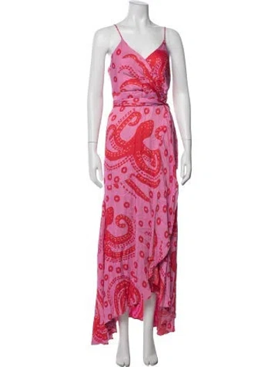 Pre-owned Farm Rio Graphic Print Long Dress In Red