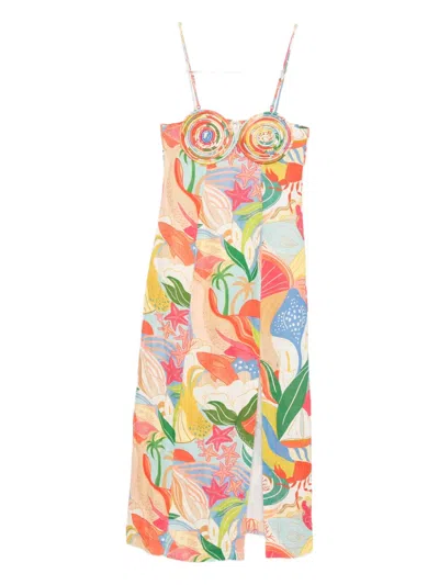 Farm Rio Graphic-print Midi Dress In Green