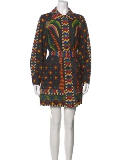 Pre-owned Farm Rio Graphic Print Mini Dress In Black