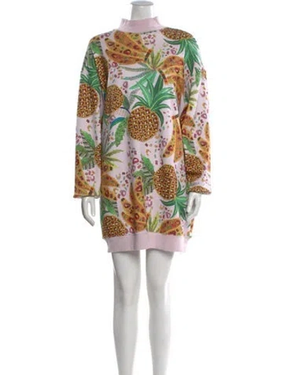 Pre-owned Farm Rio Graphic Print Mini Dress In Pink