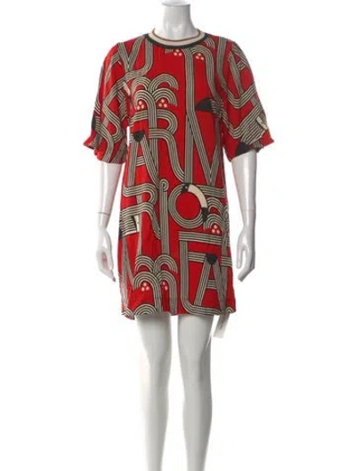 Pre-owned Farm Rio Graphic Print Mini Dress In Red