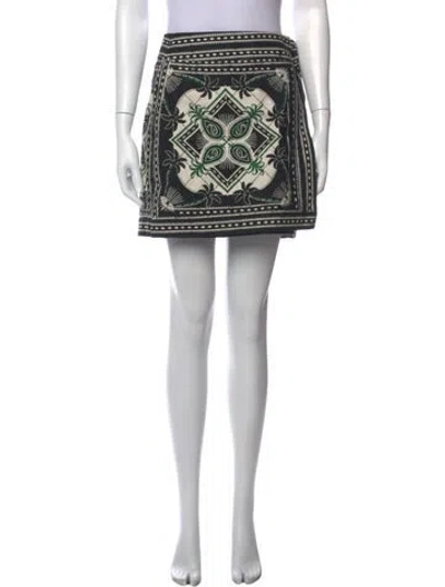 Pre-owned Farm Rio Graphic Print Mini Skirt In Black