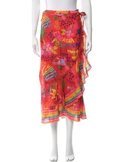 Pre-owned Farm Rio Graphic Print Robe In Red