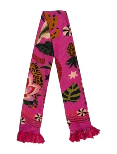Pre-owned Farm Rio Graphic Print Scarf In Pink