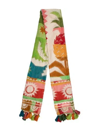 Pre-owned Farm Rio Graphic Print Scarf In Red
