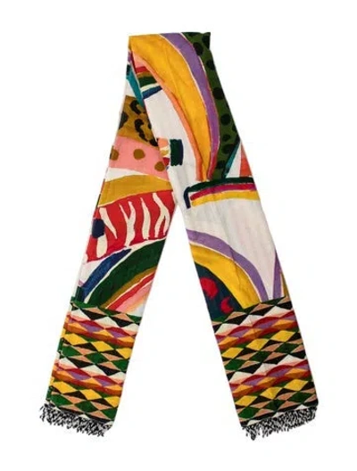 Pre-owned Farm Rio Graphic Print Scarf W/ Tags In White