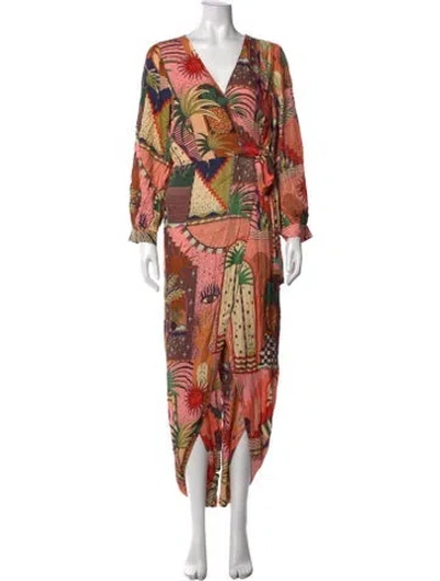 Pre-owned Farm Rio Graphic Print V-neck Jumpsuit W/ Tags In Pink