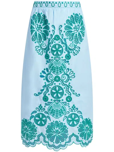 FARM RIO GRAPHIC RICHELIEU MIDI SKIRT