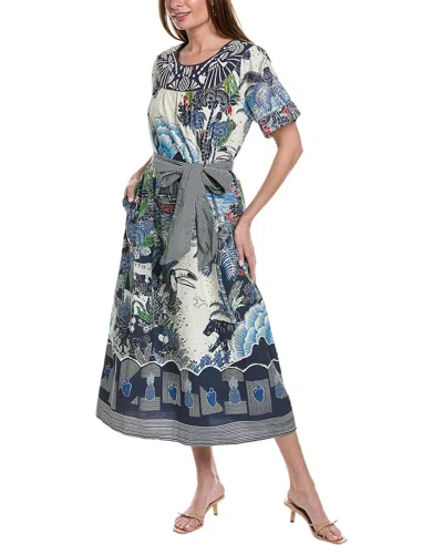 Farm Rio Graphic Rio Tie Waist Maxi Dress In Blue | ModeSens