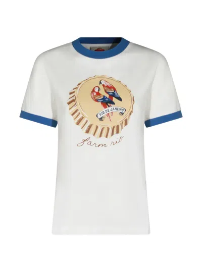 Farm Rio Graphic-print Ringer T-shirt In White